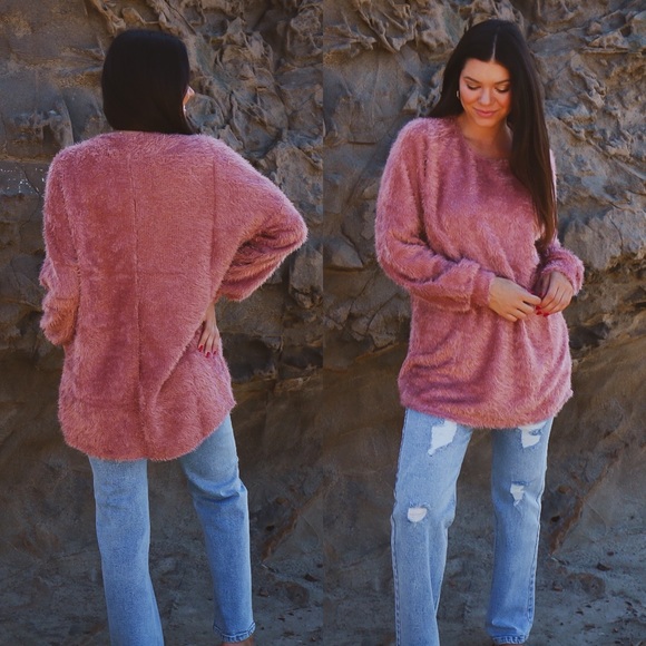 mauve fuzzy sweater - Picture 3 of 3